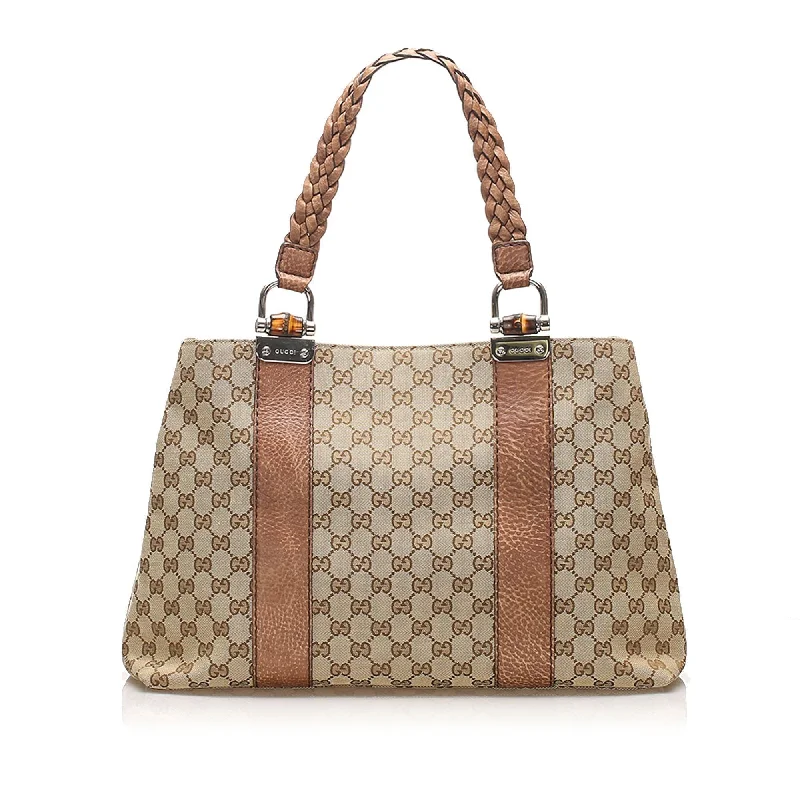 Gucci GG Canvas Bamboo Libeccio Tote Bag (SHG-11503)