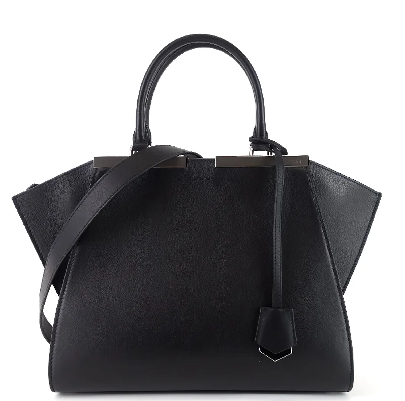 3Jours Large Black Leather Handbag