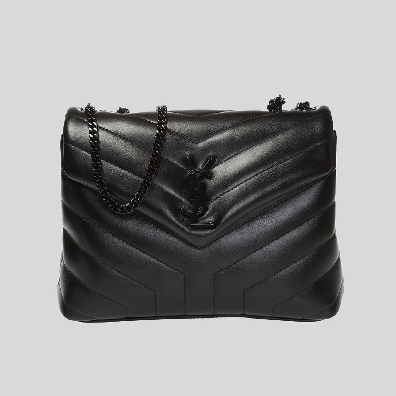 SAINT LAURENT YSL Loulou Small Chain Bag In Quilted "Y" Leather Black 494699DV728