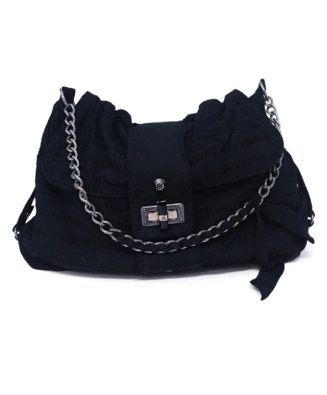 Lanvin Black Grosgrain Shoulder Bag