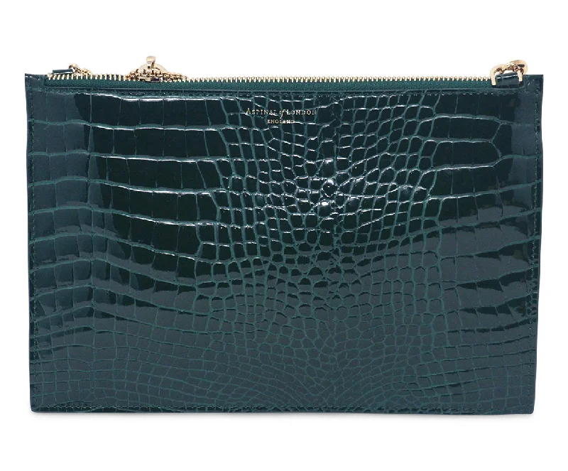 Aspinal of London Green Pressed Leather Clutch