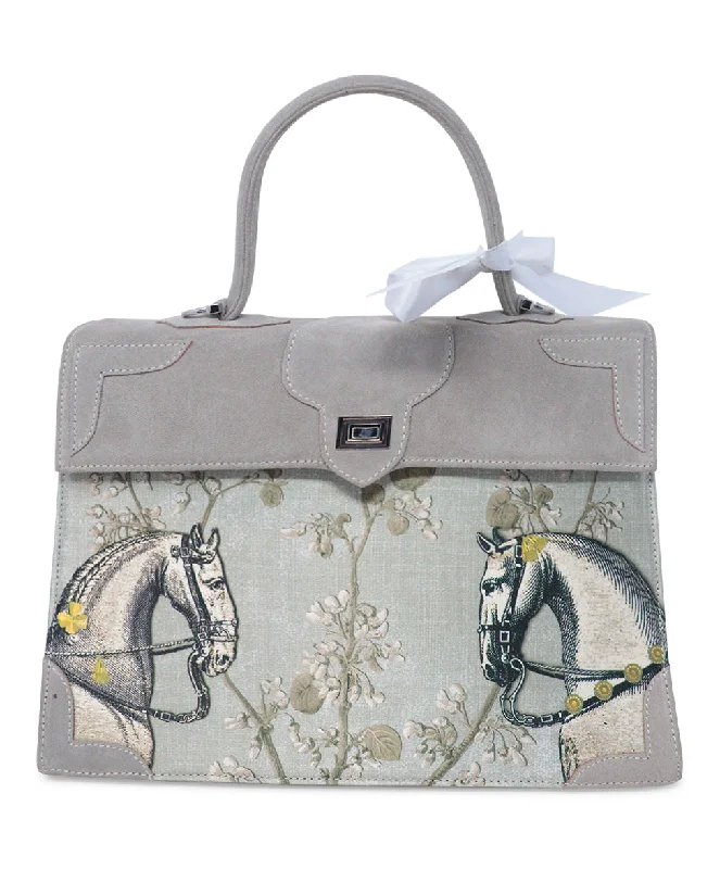 Marquise Grey Suede & Silk Satchel