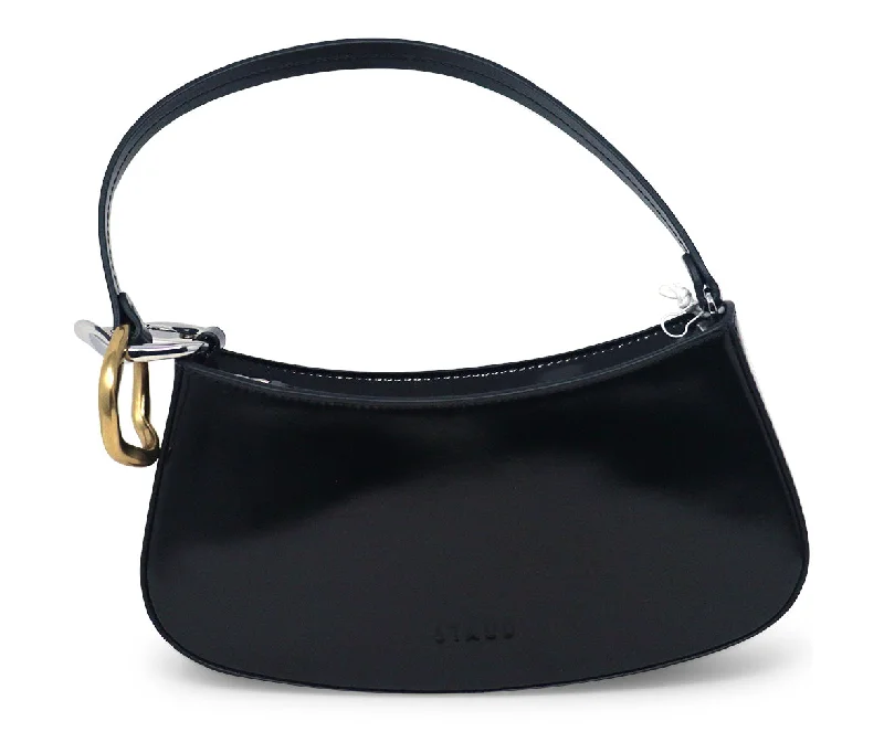 STAUD Black Leather Shoulder Bag