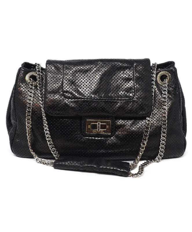 Chanel Black Perforated Leather Shoulder Bag