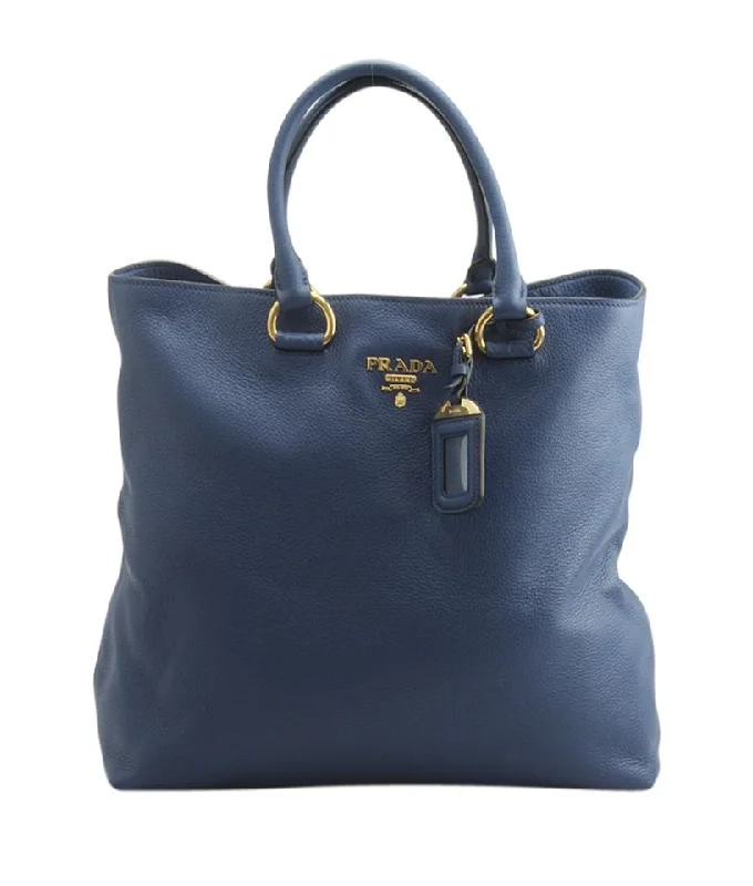 Prada 1b Blue Leather Tote