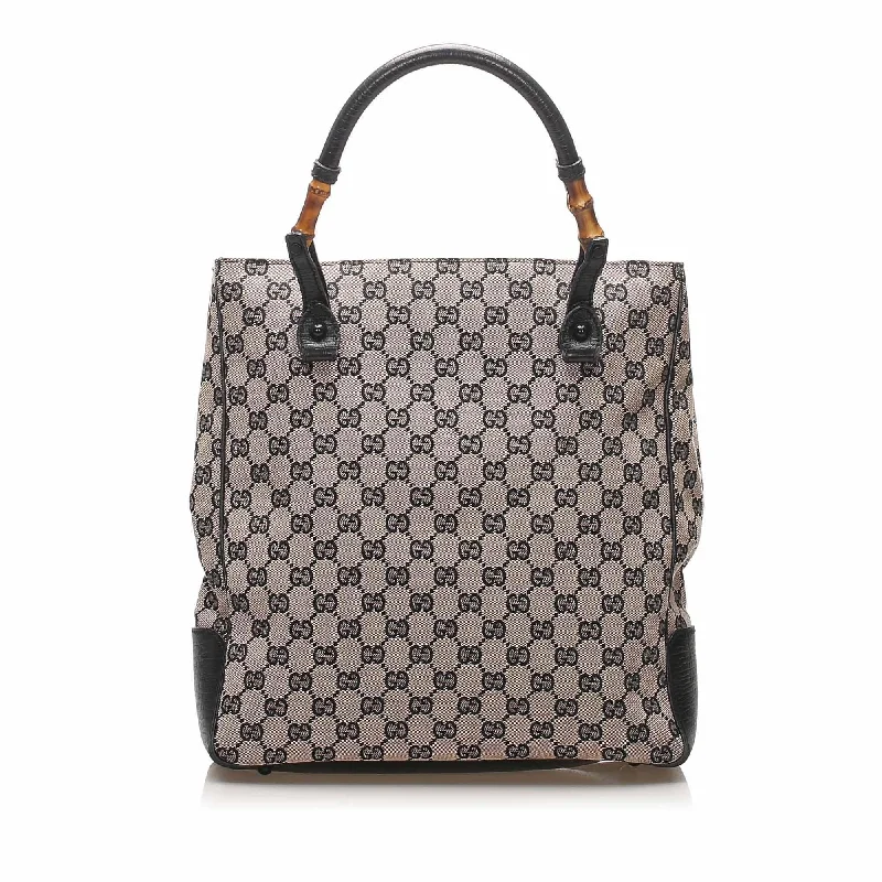 Gucci GG Canvas Bamboo Tote Bag (SHG-12438)