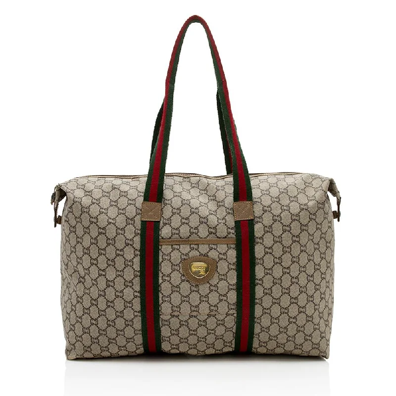 Gucci Vintage GG Plus Web Travel Tote (SHF-12208)