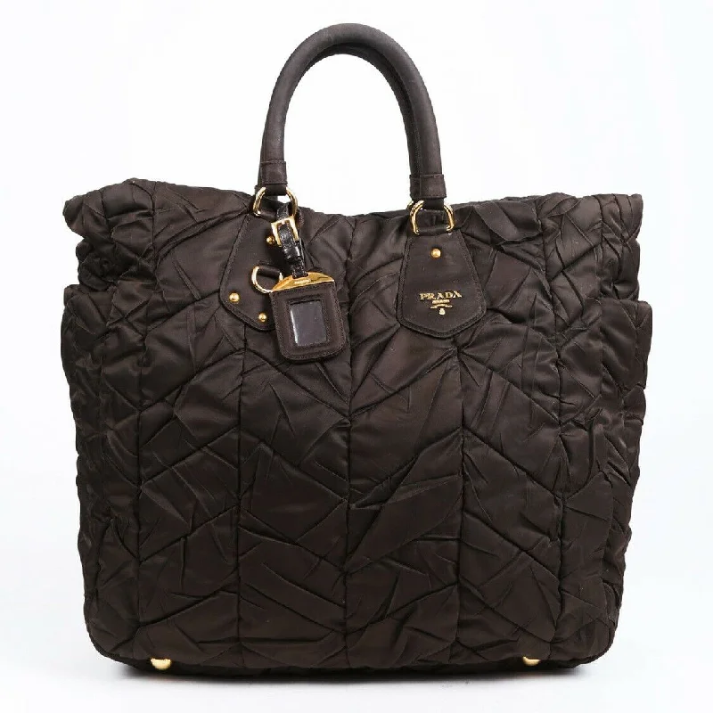 Prada Bag Brown Chevron Quilted Tessuto Nylon Tote