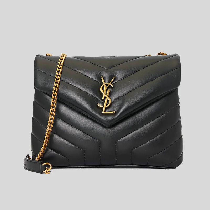 SAINT LAURENT YSL Loulou Small Chain Bag In Quilted "Y" Leather Black 494699DV727