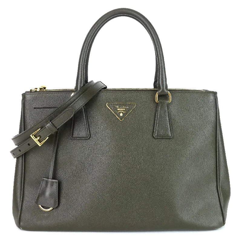 Saffiano Lux Military Green Double-Zip Bag