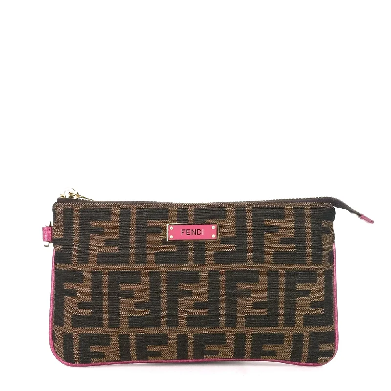 Zucca Print Canvas Wristlet Bag