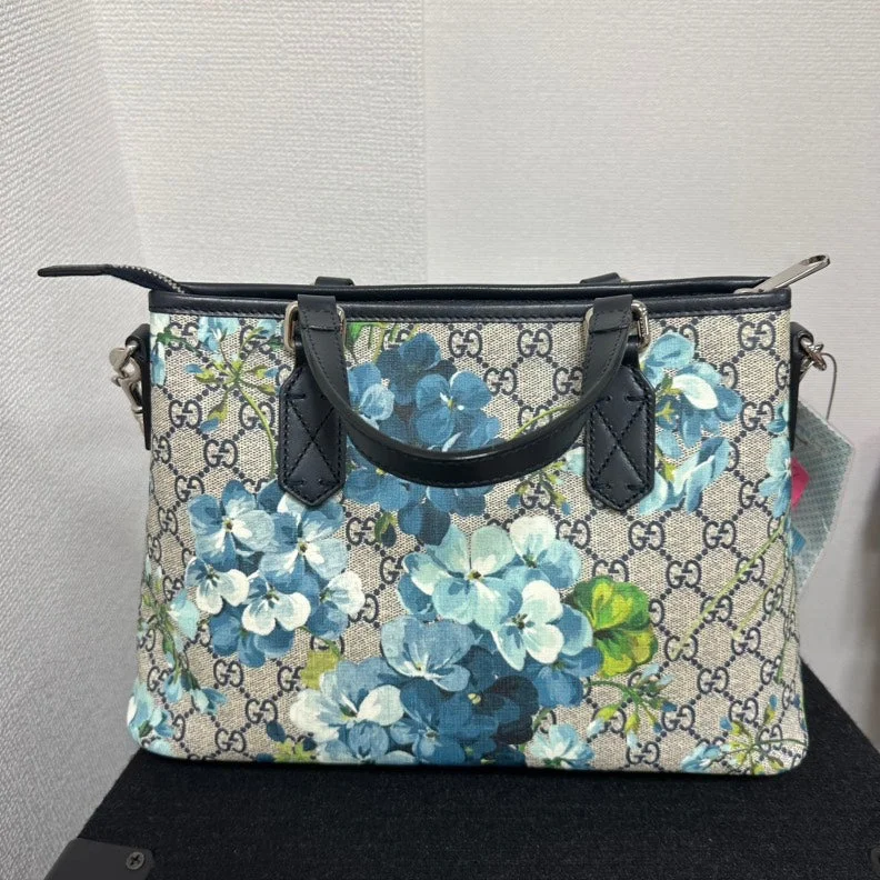 Gucci GG Supreme Blooms Reversible Tote,Blue,Canvas