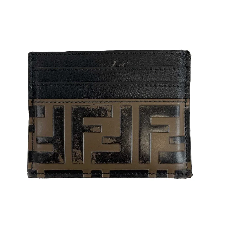 FENDI - Monogram FF Card Holder - Black, Brown w/ KIT