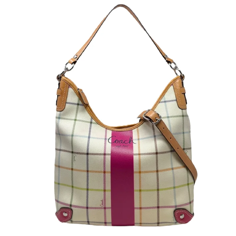 Plaid Tattersall Heritage Stripe Hobo Bag Designer By Coach, Size: Medium