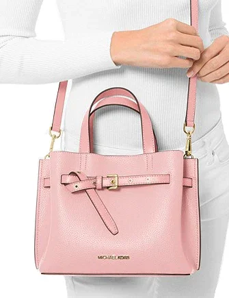 Michael Kors Midi Emilia Pebbled Leather Satchel bag-Blush