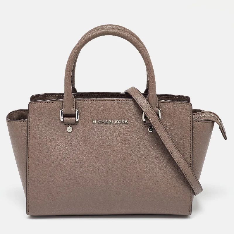 Dark Beige Leather Medium Selma Tote