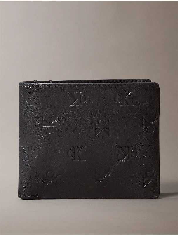 Men's Allover Monogram Logo Bifold Wallet - Black