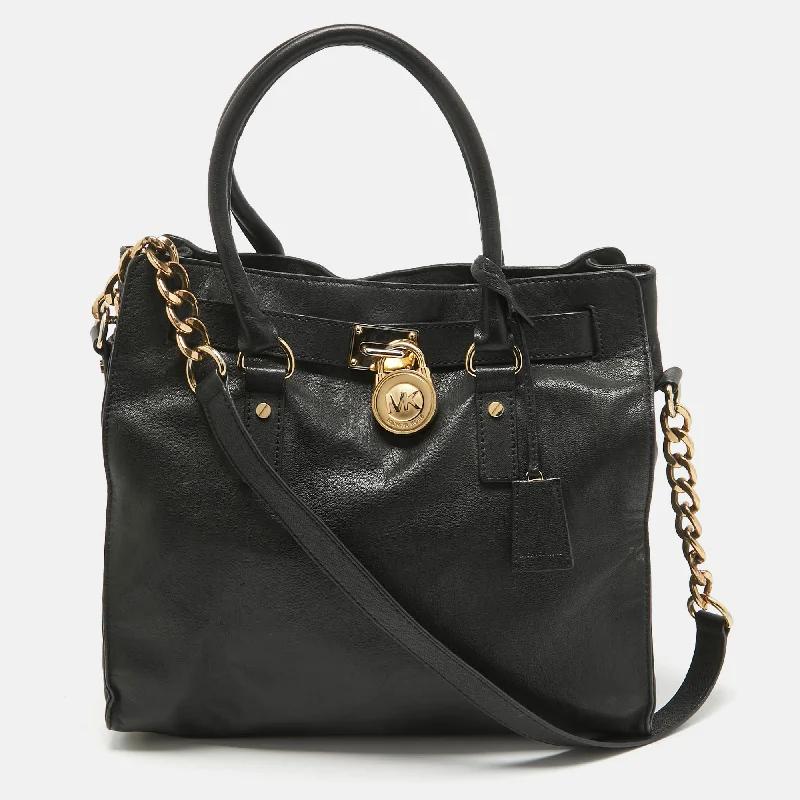 MICHAEL Black Leather Large Hamilton North South Tote