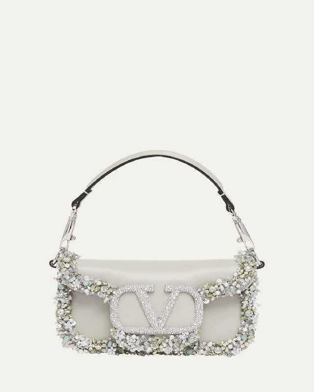 Loco Small Jeweled Leather Shoulder Bag