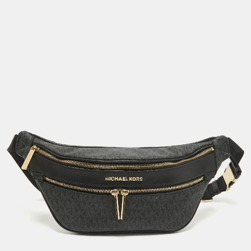 Black Signature Coated Canvas Kenly Logo Belt Bag