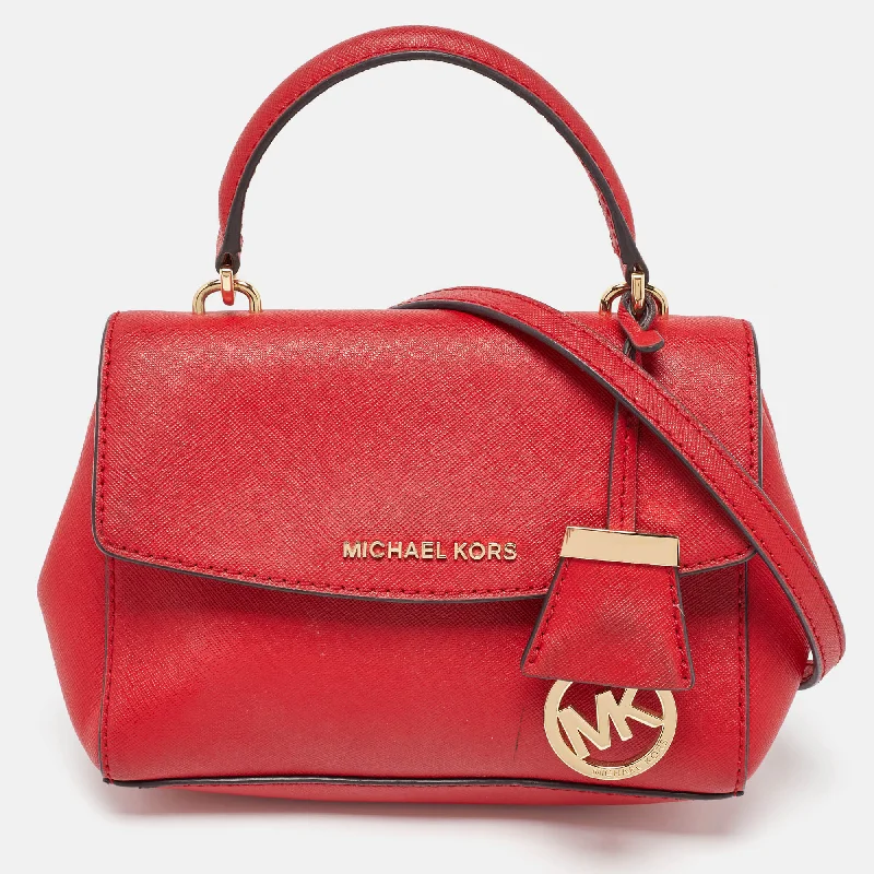 Red Leather Mini Ava Top Handle Bag