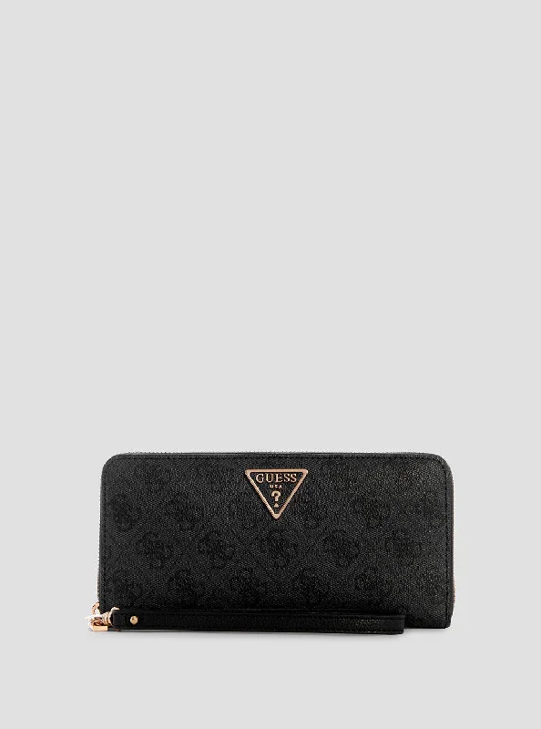 Black Logo Laurel Large Wallet