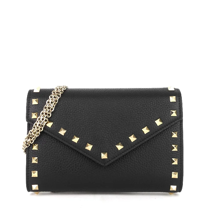 Rockstud Calf Leather Wallet on Chain