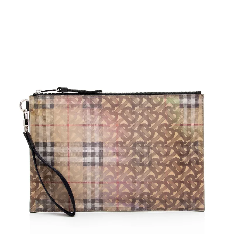 Burberry Calfskin B Hologram Flat Pouch (SHF-PFSFal)