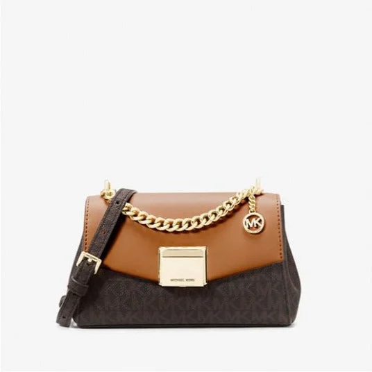 Lita Small Two-Tone Logo and Leather Crossbody Bag