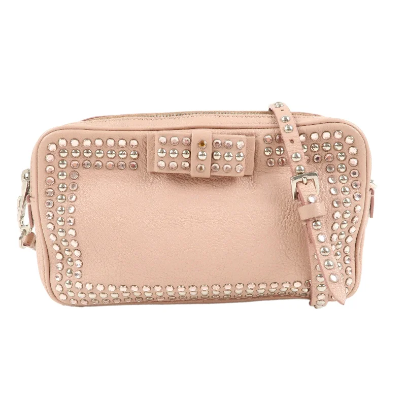 MIU MIU Leather Bijoux Shoulder Bag Crossbody Bag Pink