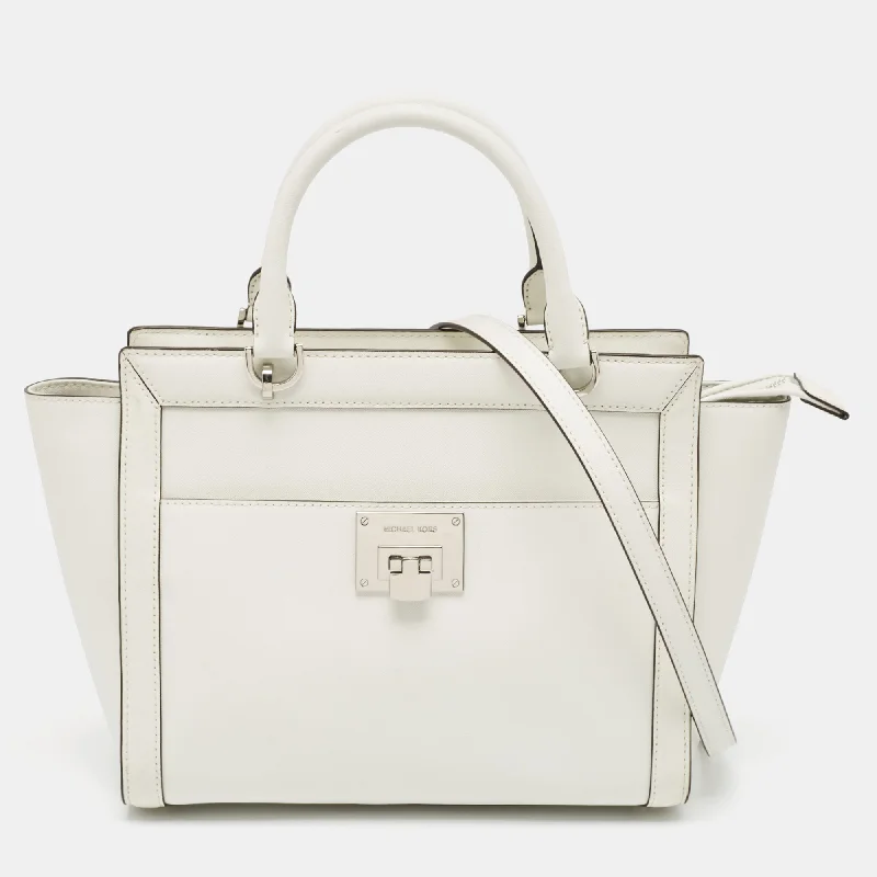 White Leather Large Tina Tote