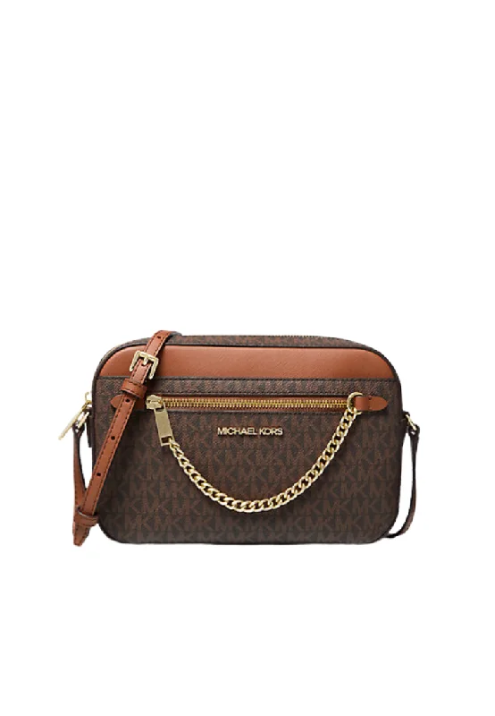 ( PREORDER ) Michael Kors Jet Set Large Logo Crossbody Bag In Brown 35S1GTTC9B