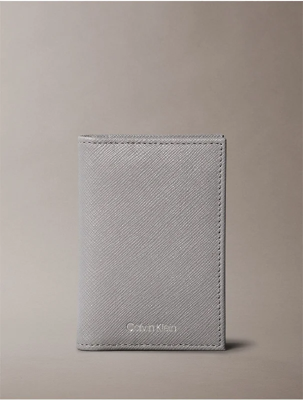 Men's Refined Saffiano Compact Bifold Wallet - Grey