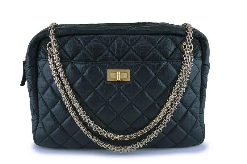 Chanel Black Aged Calfskin Classic Reissue Camera Case Bag GHW