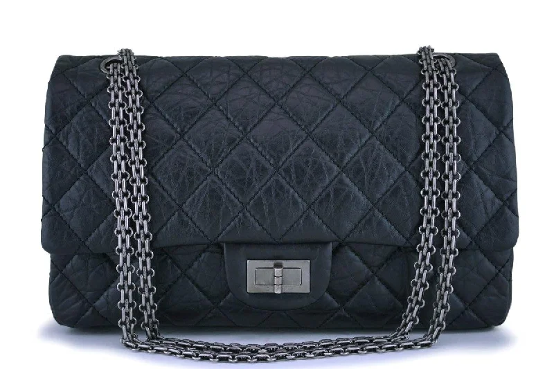 Chanel Black Aged Calfskin Reissue Large 227 2.55 Flap Bag RHW