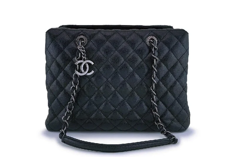 Chanel Black Caviar Classic Quilted Business Tote Bag RHW