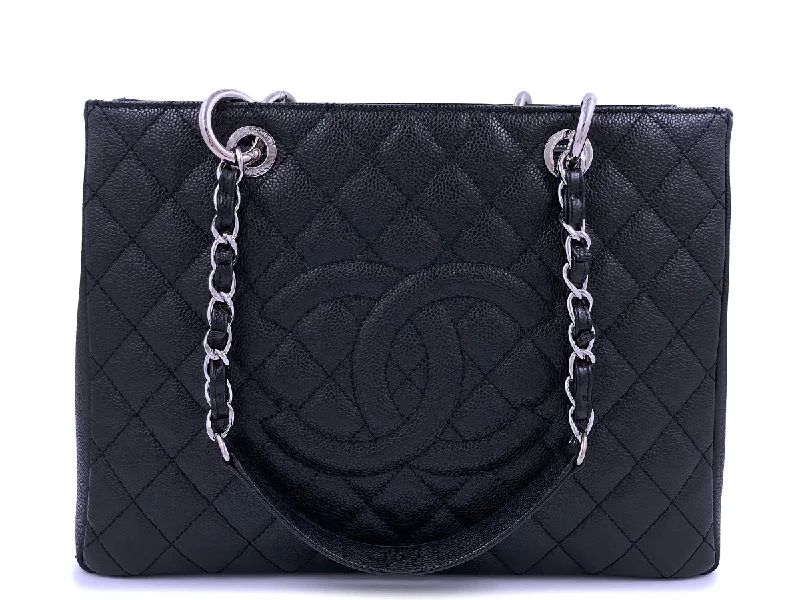 Chanel Black Caviar Grand Shopper Tote GST Bag SHW