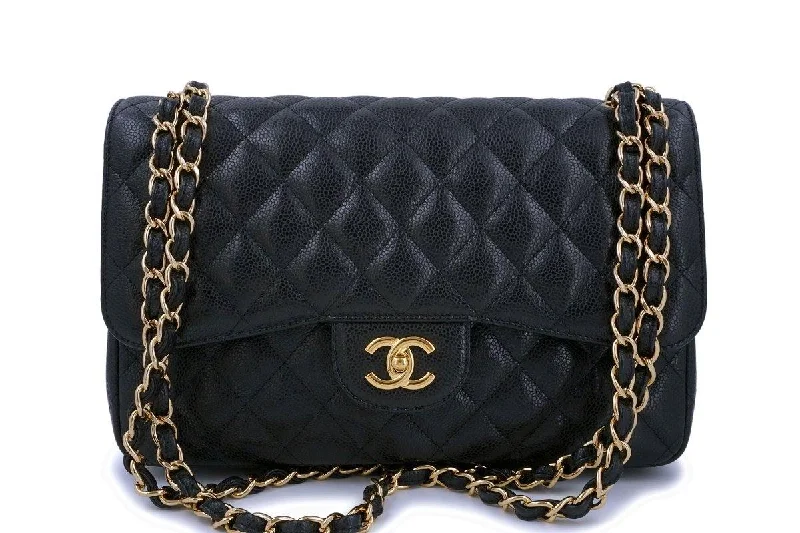 Chanel Black Caviar Jumbo Classic Double Flap Bag GHW