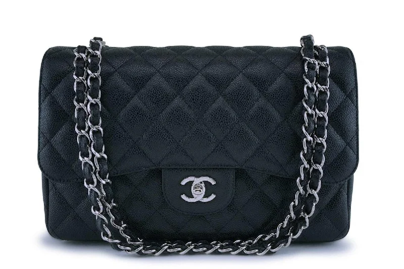 Chanel Black Caviar Jumbo Classic Double Flap Bag SHW