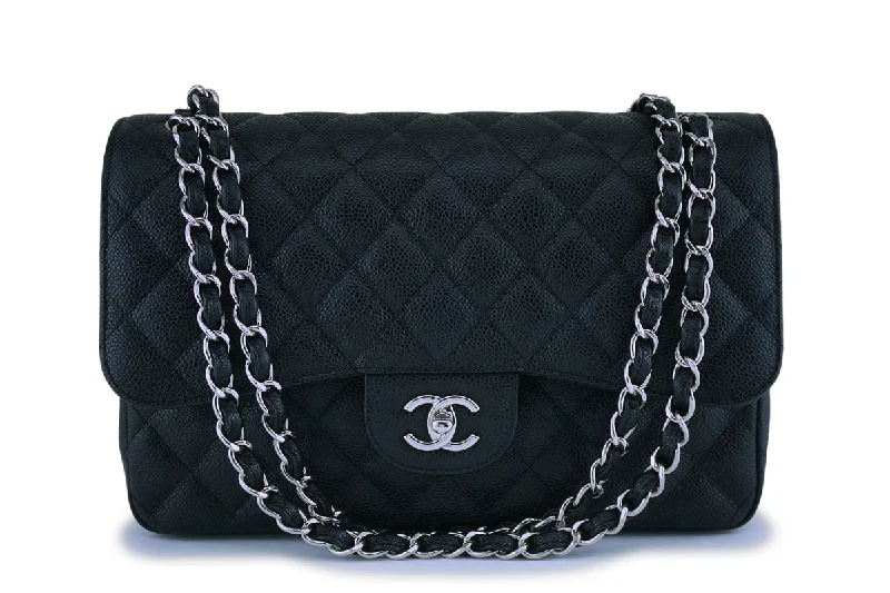 Chanel Black Caviar Jumbo Classic Double Flap Bag SHW