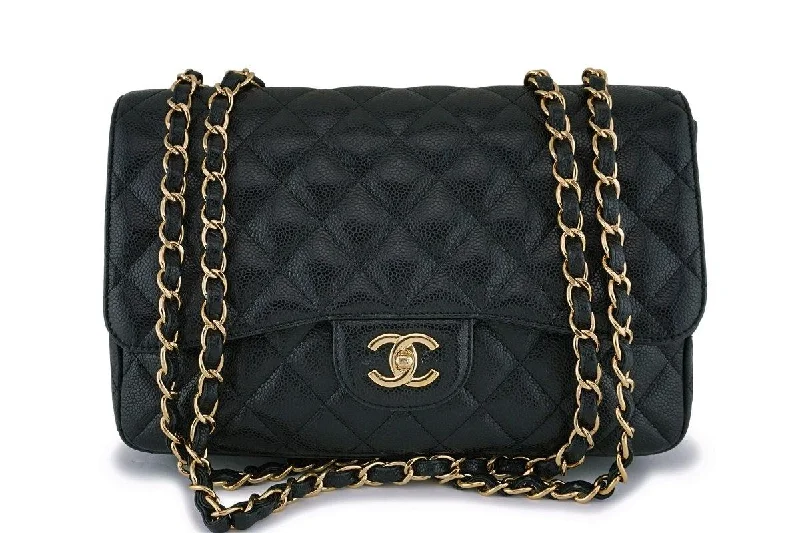 Chanel Black Caviar Jumbo Classic Flap Bag GHW