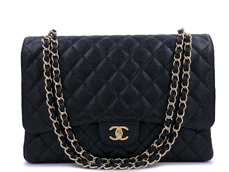 Chanel Black Caviar Maxi Classic Flap Bag GHW