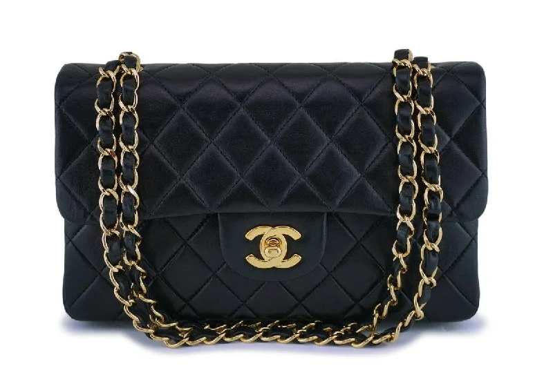 Chanel Black Lambskin Small Classic Double Flap Bag 24k GHW