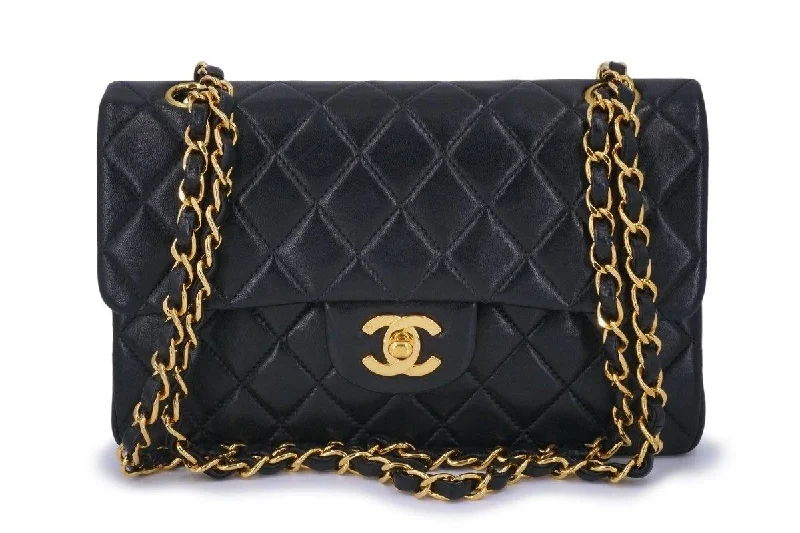 Chanel Black Lambskin Small Classic Double Flap Bag 24k GHW