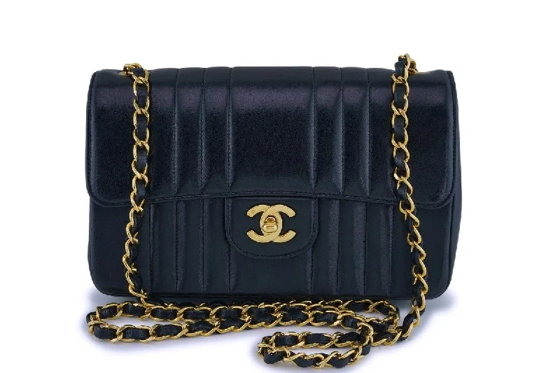 Chanel Vintage Black Lambskin Small Mademoiselle Classic Flap Bag 24k GHW