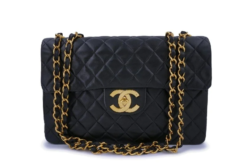 Chanel Black Vintage Lambskin Maxi "Jumbo XL" Classic Flap Bag 24k GHW