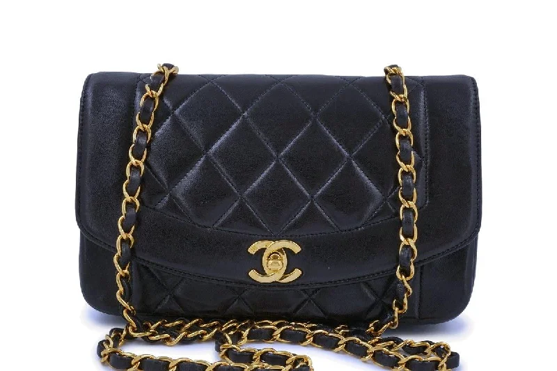 Chanel Black Vintage Lambskin Small Diana Classic Flap Bag 24k GHW