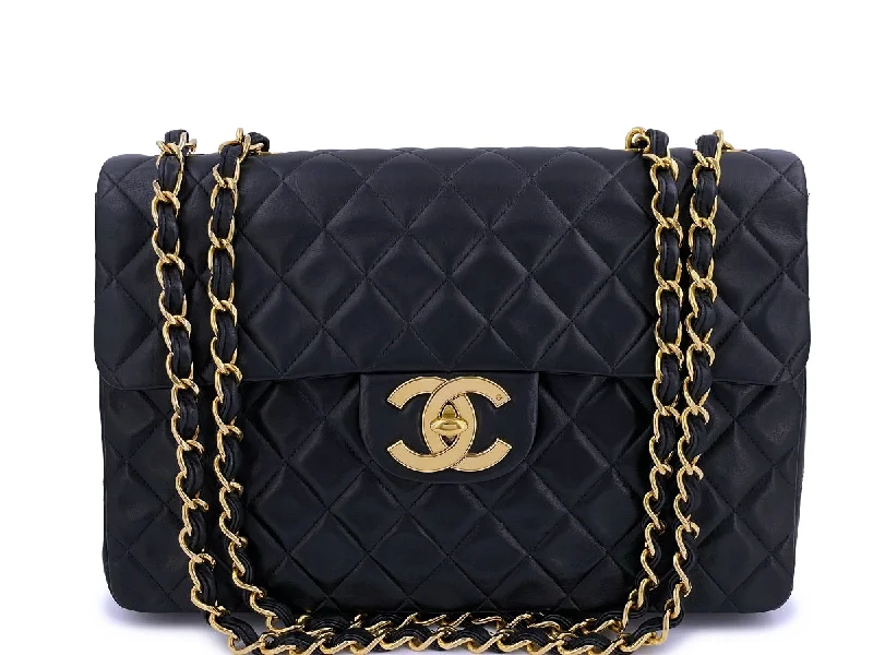 Chanel Black Vintage Maxi "Jumbo XL" Classic Flap Bag 24k GHW Lambskin