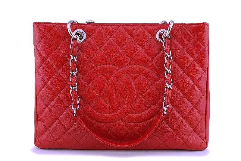 Chanel Red Caviar Classic Grand Shopper Tote GST Bag SHW