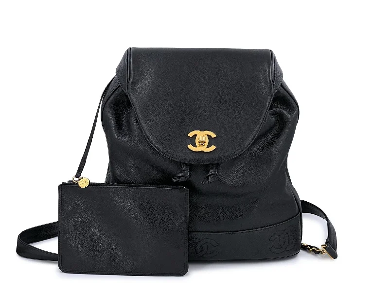 Chanel Vintage Black Caviar Backpack Bag 24k GHW